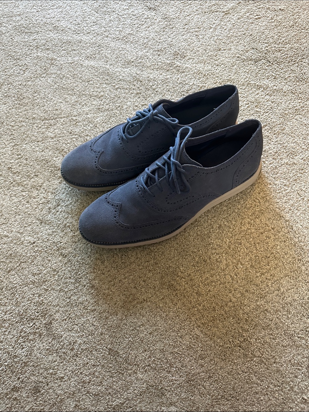 Cole Haan Men's Slate Blue Suede Wingtip Derbys size 10